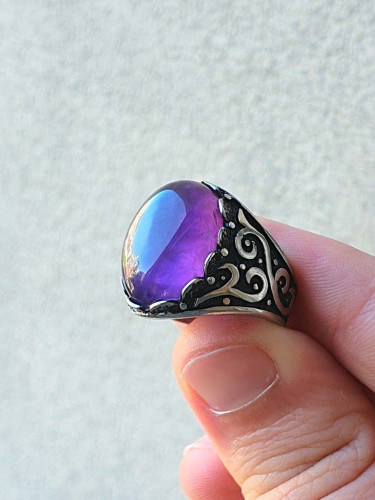 Mens rings purple on sale stone